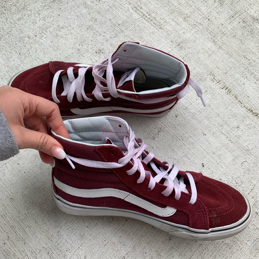 Burgundy high top vans